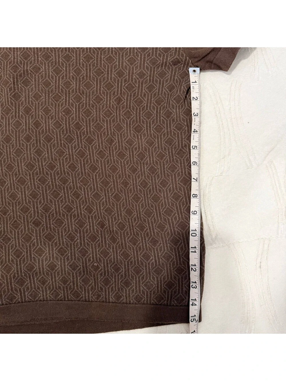 Banana Republic Men’s L Pima Cotton Knit Polo Brown Geometric Retro Shirt